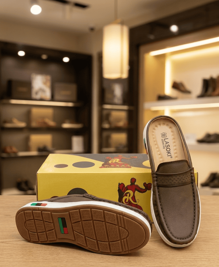 Premium Brown Leather Half Loafers for Men - Stylish Casual Moccasins